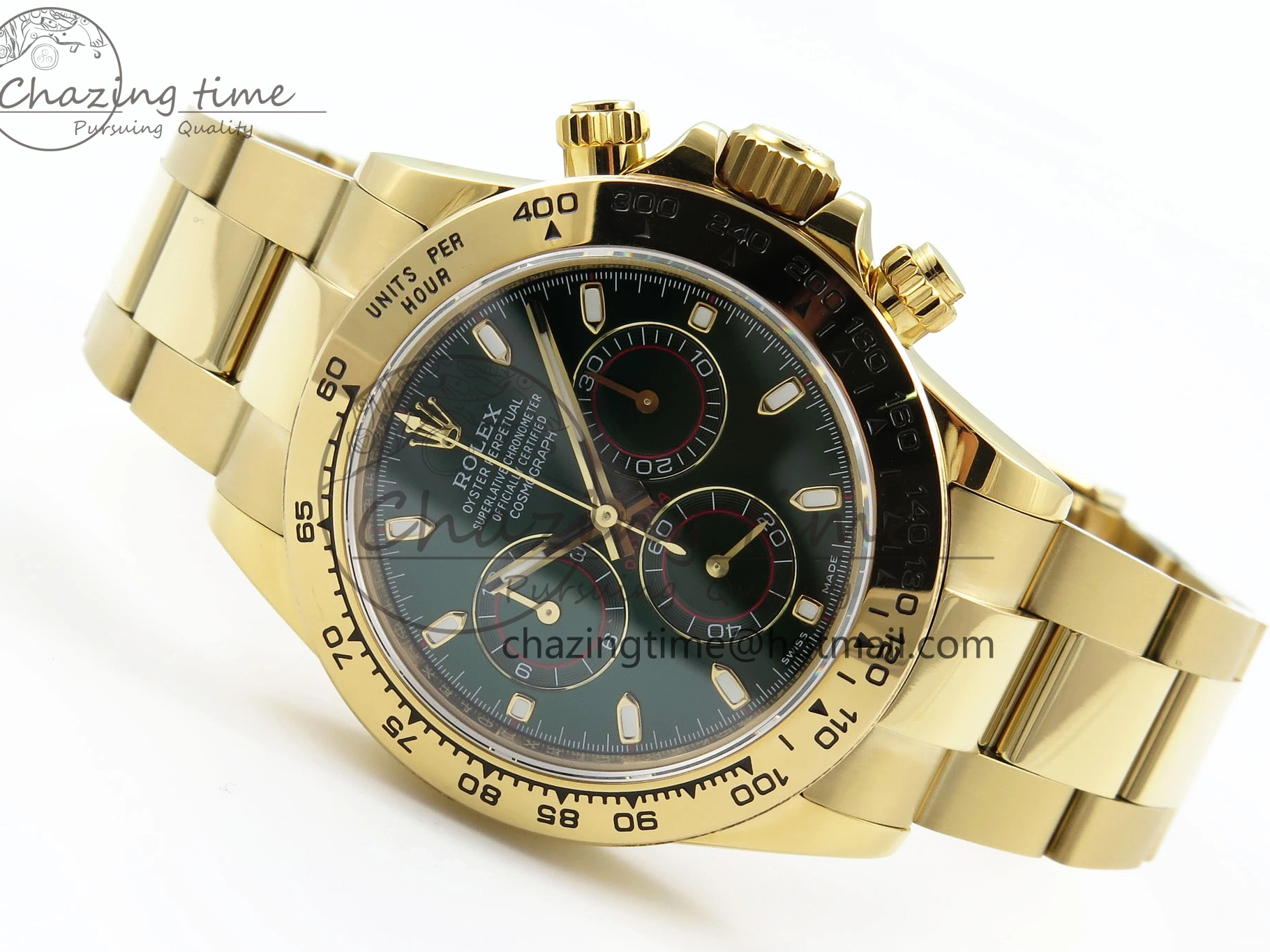 MiroTime 0104 ModernLook Daytona 116508 QF 1:1 Best Edition Green Dial on YG Bracelet SH4130 V3 (Gain Weight) 1724